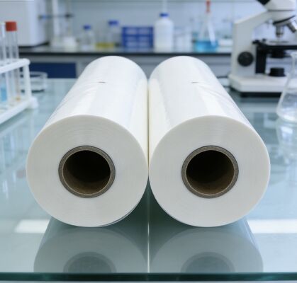 Película PET metalizada de cor metálico prateada com alta clareza e resistência a muitos produtos químicos e solventes