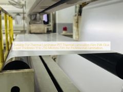 Adequado para plastificadora térmica Filme de laminação térmica PET Camada de cola EVA Espessura de 11 a 250 Mícrons Filme para laminação profissional